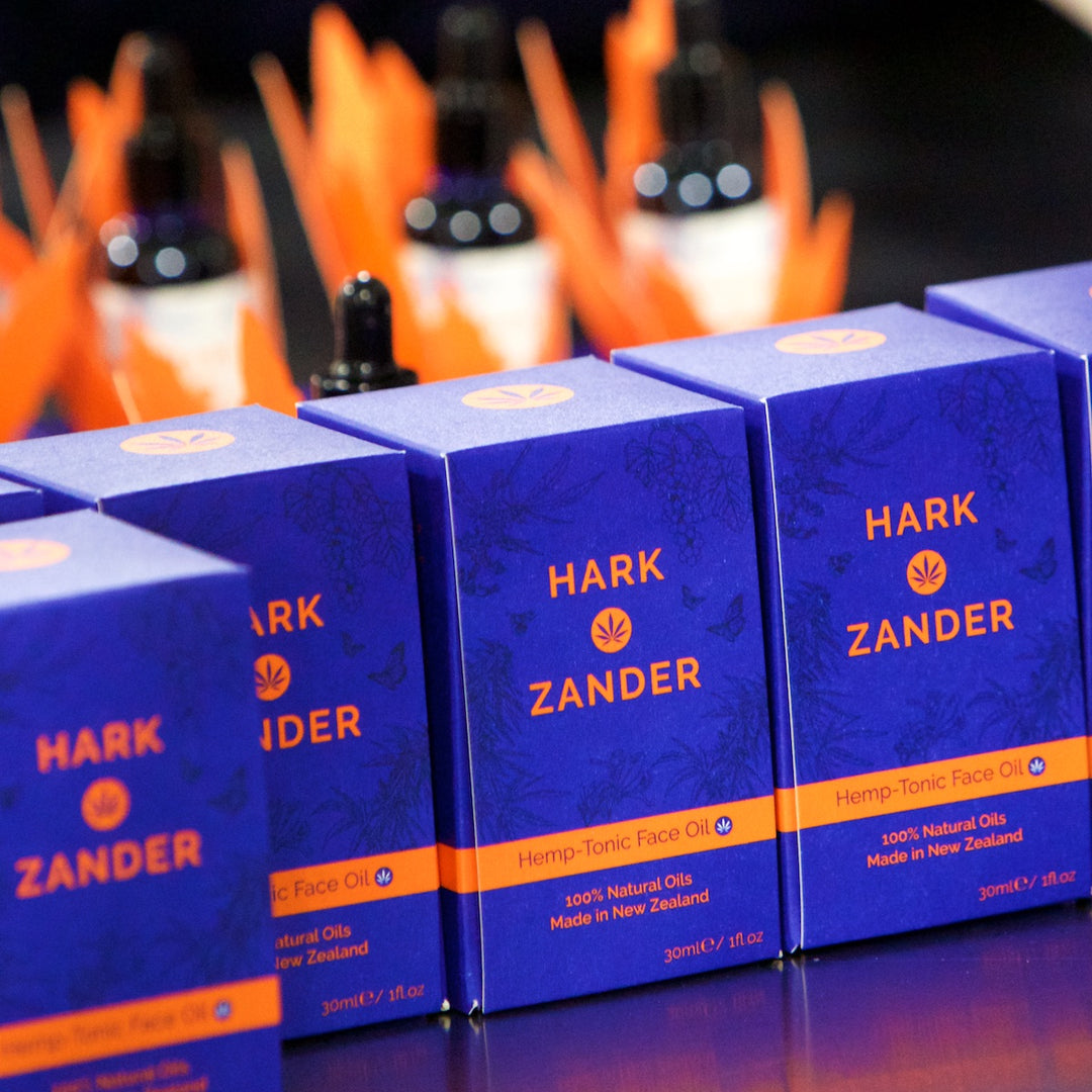 Multiple boxes of Hark and Zander Face Oil