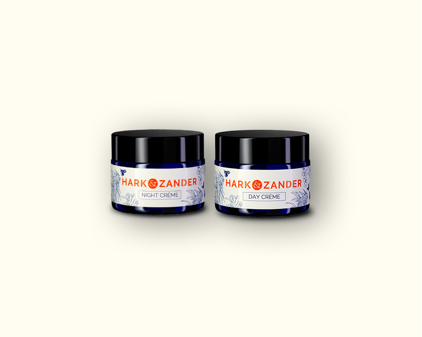 Two jars of Hark Zander cream on a white background